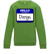 Детский Свитшот Hello my name is Denys Лаймовый фото