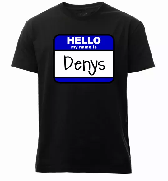 Чоловіча преміум футболка Hello my name is Denys Чорний фото