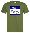 Чоловіча футболка Hello my name is Denys Оливковий фото