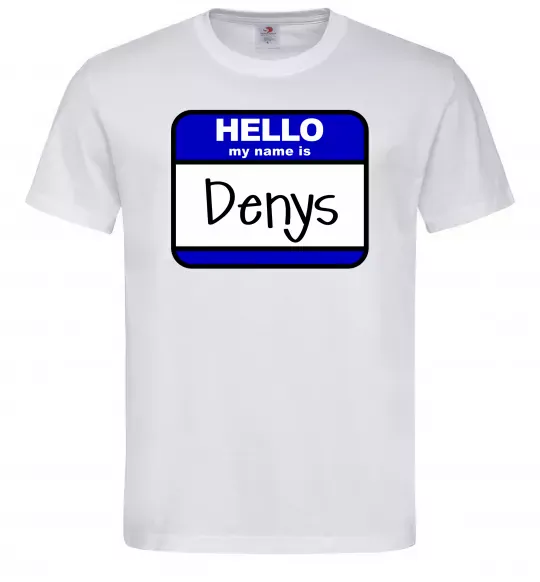 Чоловіча футболка Hello my name is Denys Білий фото