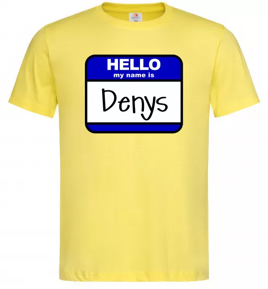 Чоловіча футболка Hello my name is Denys Лимонний фото