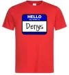 Чоловіча футболка Hello my name is Denys Червоний фото