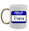 Чашка з кольоровою ручкою Hello my name is Diana Золото фото