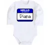 Дитячий бодік Hello my name is Diana Білий фото