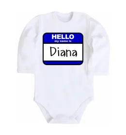 Дитячий бодік Hello my name is Diana Білий фото
