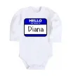 Дитячий бодік Hello my name is Diana Білий фото
