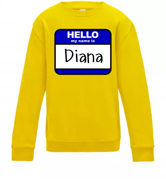 Дитячий світшот Hello my name is Diana Сонячно жовтий фото