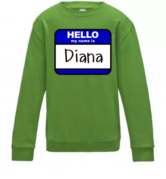 Дитячий світшот Hello my name is Diana Лаймовий фото