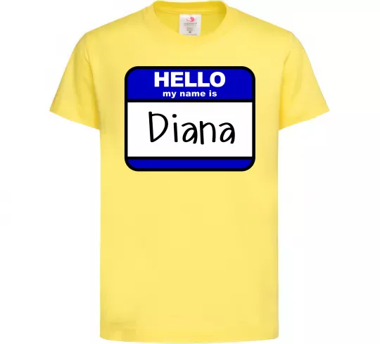 Детская футболка Hello my name is Diana Лимонный фото