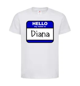Дитяча футболка Hello my name is Diana Білий фото
