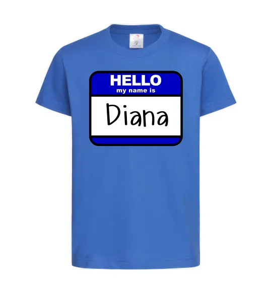 Детская футболка Hello my name is Diana Ярко-синий фото