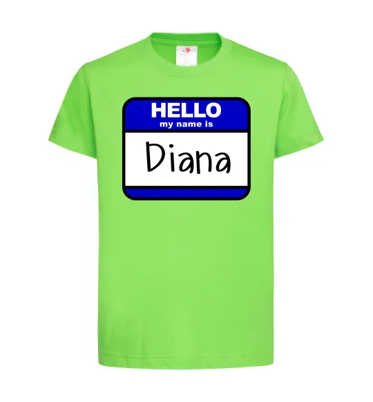 Детская футболка Hello my name is Diana Лаймовый фото