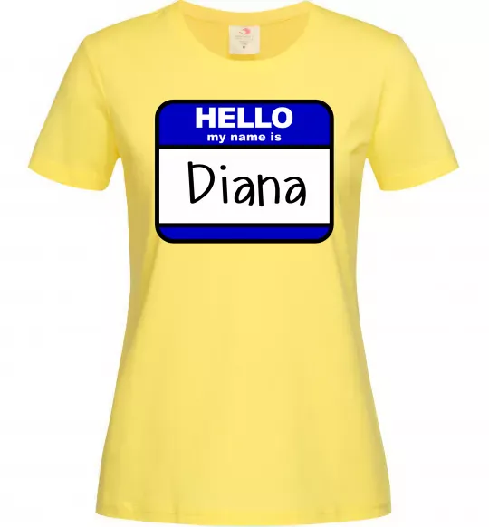 Женская футболка Hello my name is Diana Лимонный фото