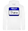 Женская толстовка (худи) Hello my name is Diana Белый фото