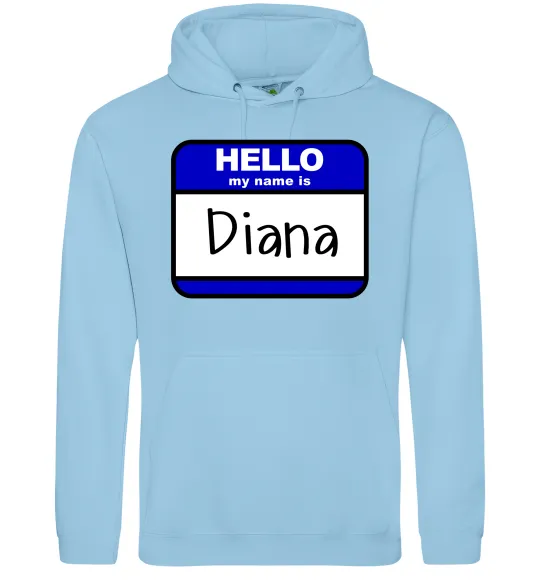 Женская толстовка (худи) Hello my name is Diana Голубой фото