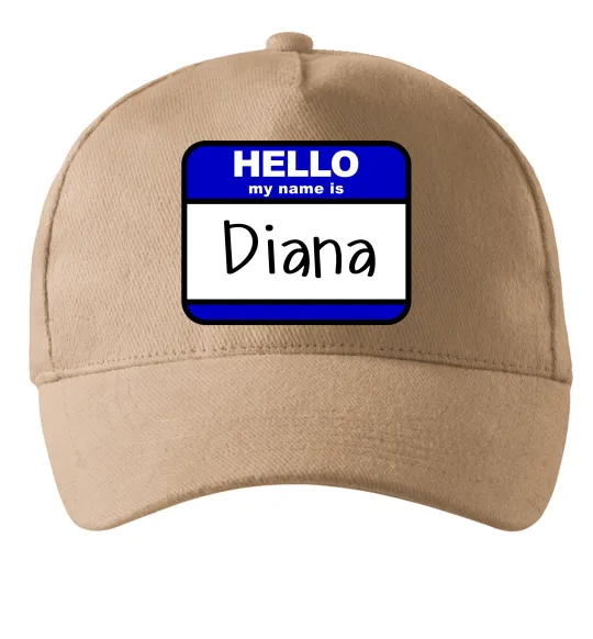 Кепка Hello my name is Diana Песочный фото