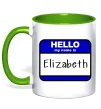 Чашка с цветной ручкой Hello my name is Elizabeth Лаймовый фото