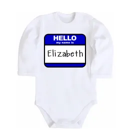 Дитячий бодік Hello my name is Elizabeth Білий фото