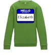 Детский Свитшот Hello my name is Elizabeth Лаймовый Детский Свитшот Hello my name is Elizabeth Лаймовый фото