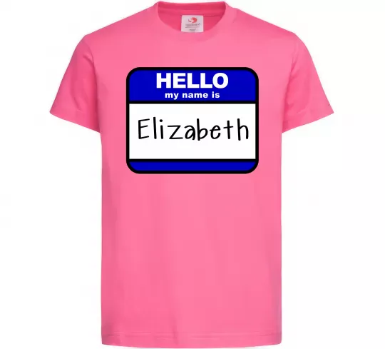 Детская футболка Hello my name is Elizabeth Ярко-розовый фото