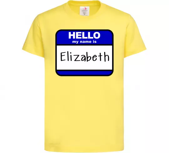 Детская футболка Hello my name is Elizabeth Лимонный фото