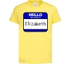 Детская футболка Hello my name is Elizabeth Лимонный фото