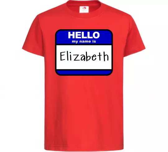Детская футболка Hello my name is Elizabeth Красный фото