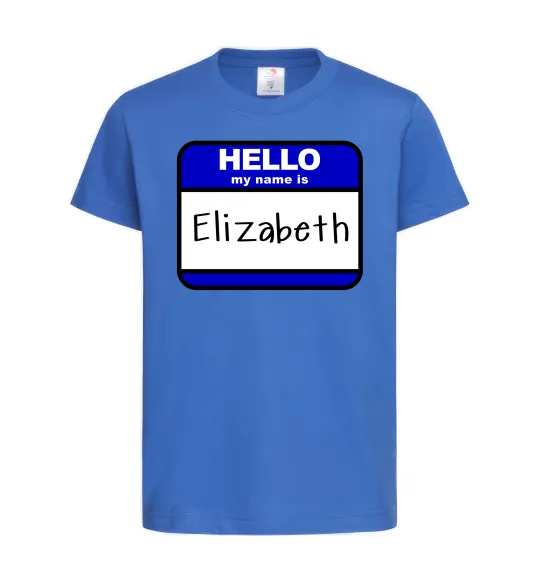 Детская футболка Hello my name is Elizabeth Ярко-синий фото