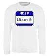 Світшот Hello my name is Elizabeth Білий фото