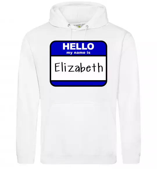 Женская толстовка (худи) Hello my name is Elizabeth Белый фото