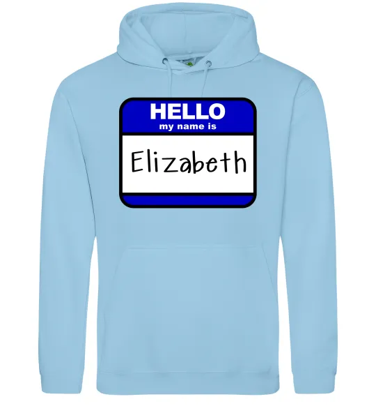 Женская толстовка (худи) Hello my name is Elizabeth Голубой фото