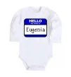 Детский боди Hello my name is Eugenia Белый фото