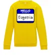 Дитячий світшот Hello my name is Eugenia Сонячно жовтий фото