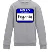 Дитячий світшот Hello my name is Eugenia Сірий меланж фото