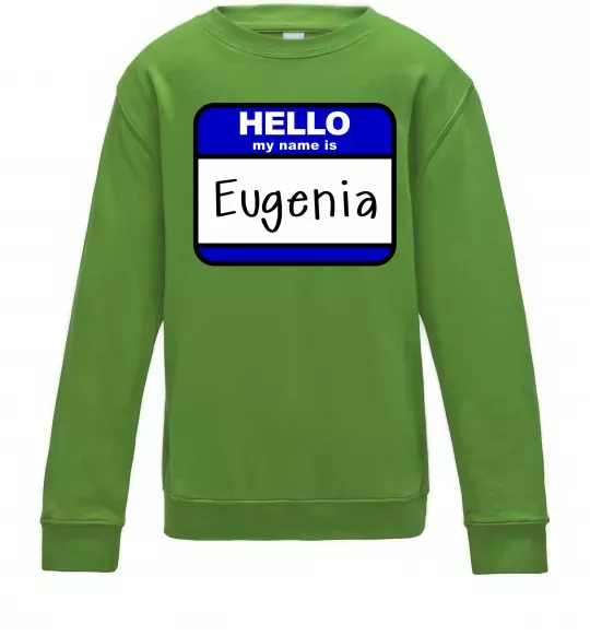 Дитячий світшот Hello my name is Eugenia Лаймовий фото