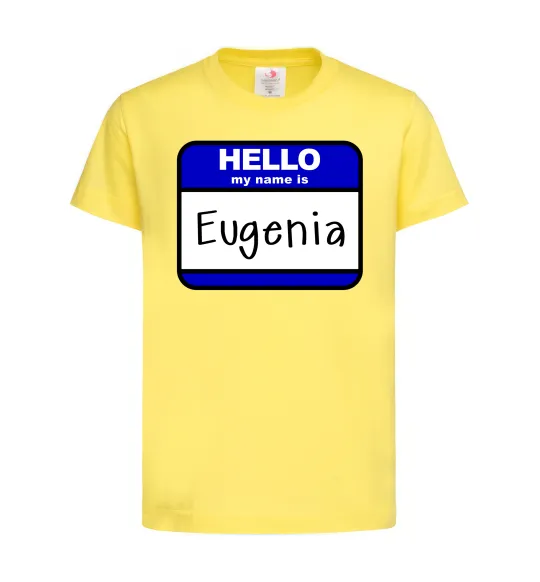 Детская футболка Hello my name is Eugenia Лимонный фото