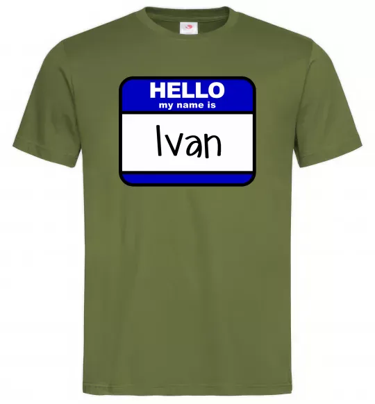 Чоловіча футболка Hello my name is Ivan Оливковий фото