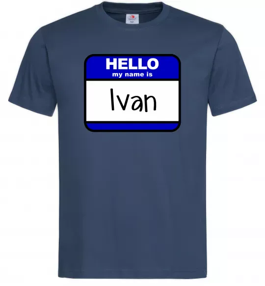 Чоловіча футболка Hello my name is Ivan Темно-синій фото