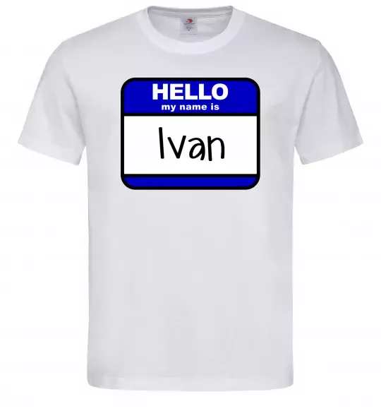Чоловіча футболка Hello my name is Ivan Білий фото