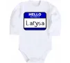 Детский боди Hello my name is Larisa Белый фото