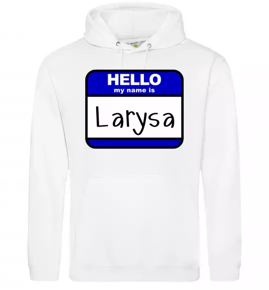 Женская толстовка (худи) Hello my name is Larisa Белый фото