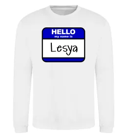 Світшот Hello my name is Lesya Білий фото