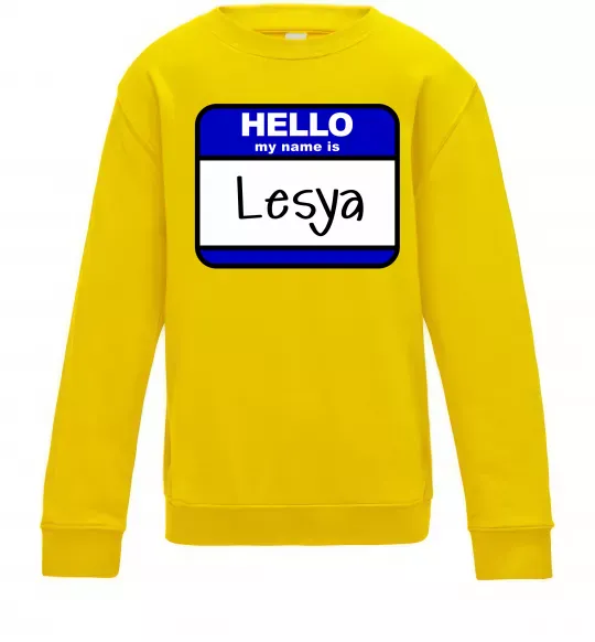 Дитячий світшот Hello my name is Lesya Сонячно жовтий фото