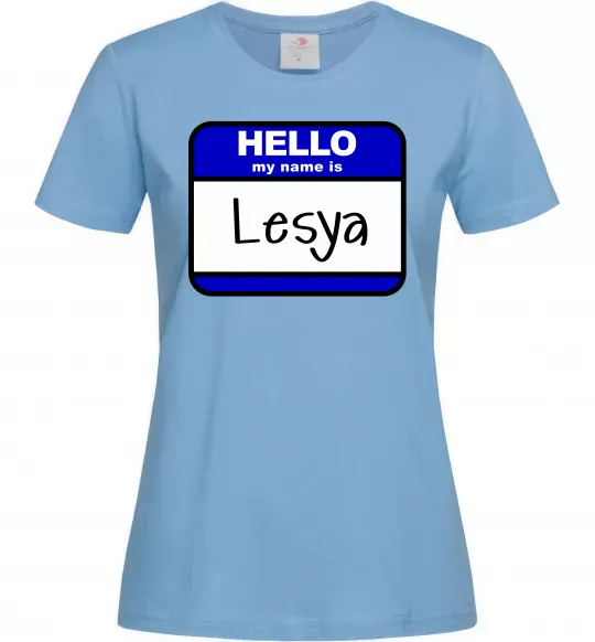 Жіноча футболка Hello my name is Lesya Блакитний фото