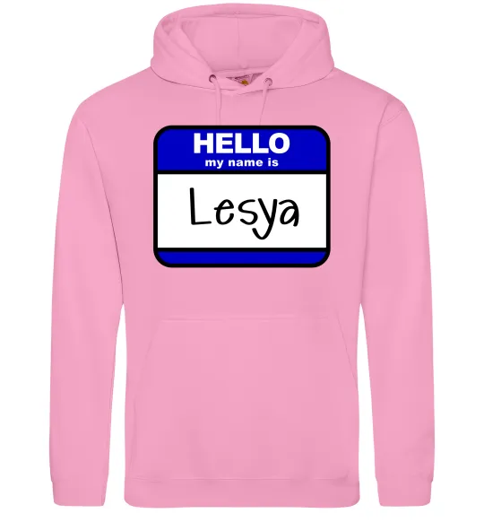 Женская толстовка (худи) Hello my name is Lesya Розовый фото