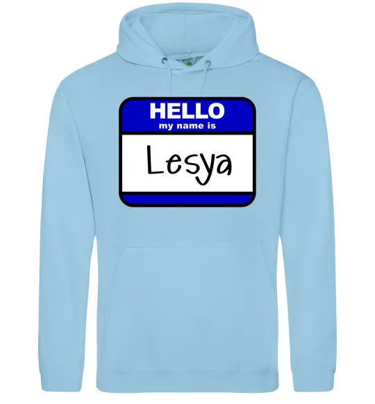 Женская толстовка (худи) Hello my name is Lesya Голубой фото