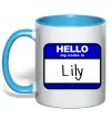 Чашка с цветной ручкой Hello my name is Lily Голубой фото
