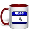 Чашка с цветной ручкой Hello my name is Lily Красный фото