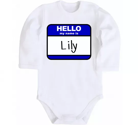 Дитячий бодік Hello my name is Lily Білий фото