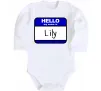 Дитячий бодік Hello my name is Lily Білий фото